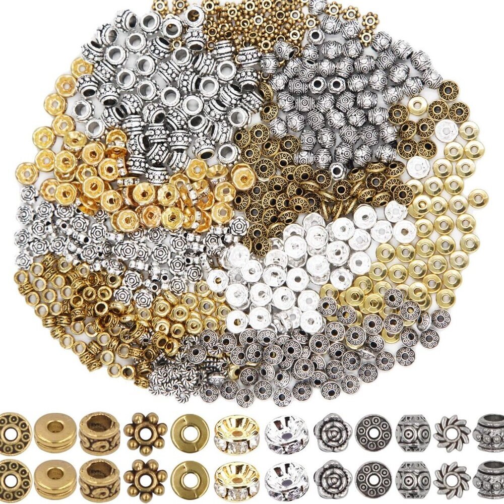 600pcs Spacer Beads Jewelry Bead Charm Spacers Alloy Spacer Beads for Jewelry Ma